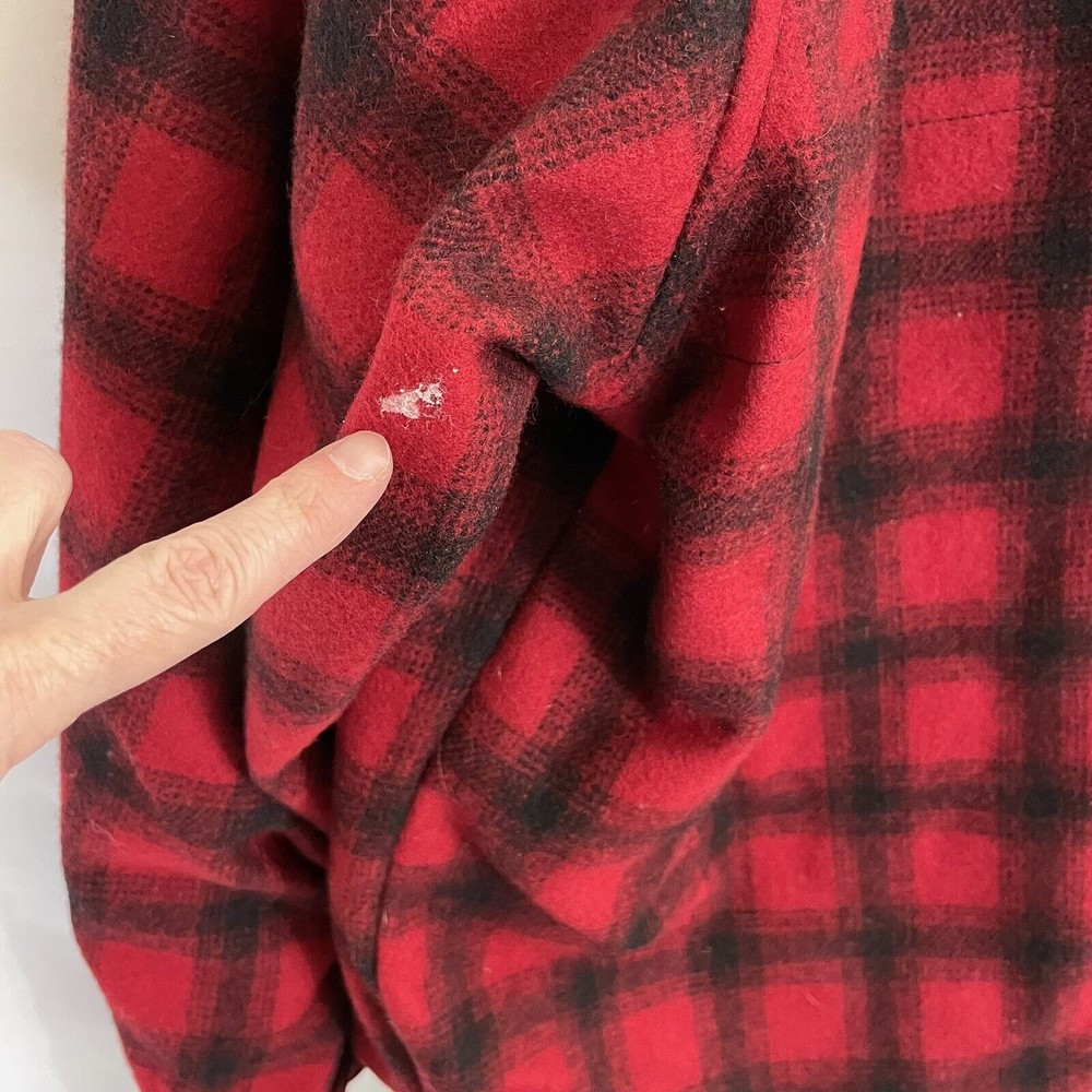 VTG Mens LL BEAN FULL ZIP WOOL NYLON Insulated Jacket Coat 2XL Red Plaid Hunting - Picture 6 of 8